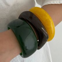 IngeSight.Z 3 Stile Vintage Unregelmäßige Geometrische Harz Acryl Armreifen Frauen Punk Chunky Gestapelt Armbänder Pulseras Schmuck Geschenk