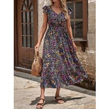 Damen Neue Sexy Mode Freizeit Pendeln Strand Urlaub Stil Vielseitig Landschaft Stil Gedruckt Split Kleid
