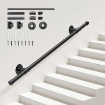 Corrimano per scale a tubi sicuri Corrimano per scale in acciaio al carbonio per scale per montaggio a parete Ringhiera per scale nera per interni ed esterni