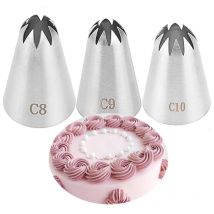 # C10 # C9 # C8 Große Edelstahl-Gebäckdüsen, Zuckerguss-Paspelspitzen, Creme, Rose, Kuchen, Dekorieren, Cupcake, Küche, Backwerkzeuge