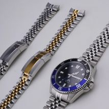 Rolamy 22 mm Jubilee-Uhrenarmband für Casio MDV-106 MDV-106A MDV-106B MDV106G MDV107 316L Silber Gold Solid Link End Strap Armband