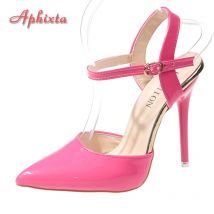 Aphixta Sommer 12 cm Super Hohe Stiletto Heels Ankle Strap Sandalen Frauen Hohl Spitz Party Heels Schuhe Plus Größe 48