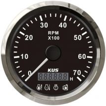 KUS Auto / Boat Use 0-7000RPM Tachometers 1-300 Speed Ratio Rev Counters Red Backlight with Oil Pressure Water Temp Engine Alarm