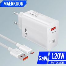 Cargador de carga rápida USB de 120W, adaptador de cargador de teléfono GaN de carga rápida para iPhone, Samsung, Xiaomi, Huawei, cargador de pared con enchufe UE/EE. UU./Reino Unido
