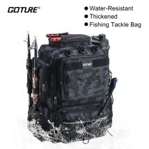 Goture-mochila de pesca resistente al agua, ligera, grande, para senderismo, caza, con soporte para caña, paquete de almacenamiento de aparejos ajustable