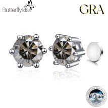 Butterflykiss Neue magnetische Ohrringe mit portugiesischem Moissanit-Schliff für Damen, 925er Sterlingsilber, modischer Hochzeitsschmuck, Geschenke