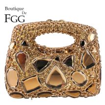 Boutique De FGG Top-Griff Damen Goldene Abendtaschen und Clutches Formelle Party Kristall Clutch Geldbörse Braut Hochzeit Handtasche