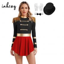 Costume da direttore di circo da donna, body a maniche lunghe con frange, clubwear, festa di carnevale di Halloween, giochi di ruolo per adulti