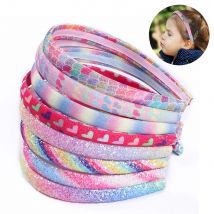 Glitzer Regenbogen Stirnbänder Süßes Haarband Kinder Stirnbänder für Mädchen Pailletten bedrucktes Herz Meerjungfrau Stirnband Kinder Haarteil