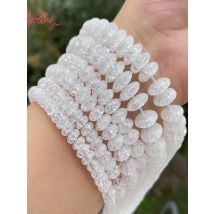 Natural White Rock Crystal Quartz Stone Beads Rondelle For Necklace Bracelats Loose Strand 15" DIY Jewelry Making 3x6/4x8/5x10mm