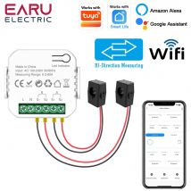 Contatore di Energia WiFi Tuya Smart con Morsetti CT 1/2 per Monitoraggio Bidirezionale di Produzione e Consumo Energetico in Sistemi Solari Fotovoltaici