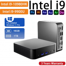 Portable Gamer Desktop Mini PC Intel Core i9 9900U 16G RAM 1TB SSD Windows 11 Wifi6 Mini Computer Business Office Desktop PC