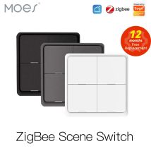 MOES 4 Gang Tuya ZigBee inalámbrico 12 interruptor de escena controlador de botón alimentado por batería escenario de automatización para dispositivos Tuya