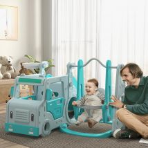 AIYAPLAY Juego de Tobogán y Columpio para Niños 6 en 1 201x151x87,5cm Azul Claro