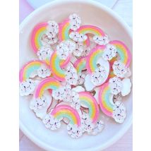 10Pcs New Mini Cute 17*25mm Shiny Rainbow Flat back Acrylic Cabochons Scrapbooking DIY Jewelry Craft Decoration Accessories