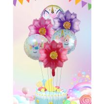 6 stücke 18 zoll Runde Einhorn Luftballons Blume Helium Ballon Einhorn Party Hochzeit Geburtstag Party Dekorationen