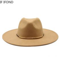 Größe 56-59CM Neue Smiple Frauen Große rand Wolle Fedora Hut Winter Herbst Elegante Dame Floppy Cloche Jazz kappen