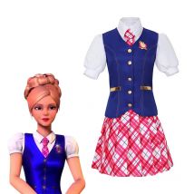 Movie Barbiee Cosplay Costume Halloween Princess Dress Delancy Wen COS Outfit Women School Uniform Top Skirts Carnival Party