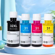 4 pezzi bottiglie di inchiostro compatibili con 31 32XL ricarica inchiostro colorante adatto per HP 7301 6001 7602 5101 7001 551 651 455 457 450 stampante Fil