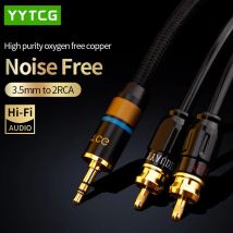YYTCG HiFi-Stereo 3,5 mm auf 2 Cinch-Audiokabel 3,5-Buchse auf 2 Cinch-Stecker-Adapter-Splitter für Verstärker, Audio-Heimkinokabel