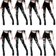 Nadanbao Frauen Leggings Sexy Mittlere Taille Dünne Leggins Halloween Schädel 3D Druck Fitness Laufen Yoga Hosen Gym Workout