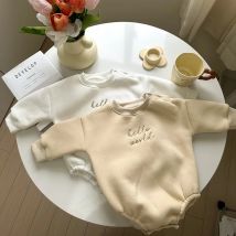 Winter Neugeborenen Baby Strampler Hallo Welt Brief stickerei Junge Mädchen Sweatshirt Strampler Overalls Baby Kleidung 0-18M