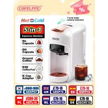 Cafelffe 5-in-1-Kapselkaffeemaschine, passend für Dolce Gusto Nespresso-Kapsel ESE-Pod, gemahlener Kaffee, K-Tasse, 19 Bar, heiß/kalt, Geschenk