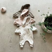 Baby-Overall mit Kapuze und Reißverschluss, Neugeborene-Kleidung, 2023, bequemer Strampler mit Kapuze für Babys und Jungen mit Reißverschluss, Mädchen-Kletterkleidungs-Overall