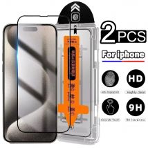 2 Stück HD Staubfreie Installation Displayschutzfolie für iPhone 16 15 14 13 12 11 Pro Max 14 15 16 Plus Xr Xs Max 11 gehärtetes Glas
