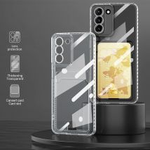 Weiche, klare Silikon-Geldbörsen-Handyhüllen für Samsung Galaxy S23 S22 S21 Ultra S20 Fe A53 A52 A5A A13 A34 A12 A51 Kartenhalter-Abdeckung