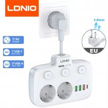 Adaptador de regleta LDNIO para Europlug 4 salida USB toma de corriente con Cable de extensión Protector contra sobretensiones enchufe doméstico SE2435