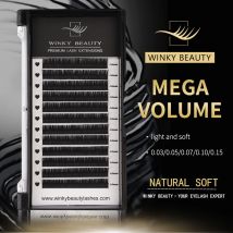 Winky Beauty 12 file Estensione ciglia individuale classica per capelli visone Estensione ciglia in seta soffice nero opaco per trucco di bellezza