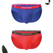 2PCS Herren-Dreiecksunterwäsche, modischer Brief, lässige Sportunterwäsche für Herren, niedrige Taille, weiche und bequeme Herren-Slips