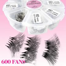 CoMango Vorgefertigte russische Volumenfächer-Wimpernverlängerung in gemischter Länge, scharfer, spitzer Stiel, vorgefertigte Wimpernverlängerung, dünne Wurzel 3d-16d