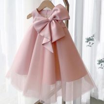 Große Schleife Baby Mädchen Party Kleider Luxus Kleinkind 1. Geburtstag Taufe Ballkleid Tüll Mädchen Prinzessin Kleid Kleinkind Sommer Kleidung