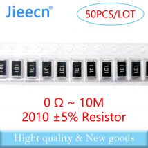 Jieecn 50 Stück 2010 J 5% SMD-Widerstand 0R-10M 3/4W 0 1 10 100 150 220 330 Ohm 1K 2,2K 4,7K 10K 100K 1R 10R 100R 150R 220R 5025