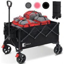 Carrello a mano pieghevole Sunula, capacità di carico fino a 150 kg e volume 300L, grandi ruote fuoristrada per sabbia, erba e ghiaia.