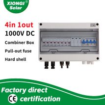 1000 V Solar-DC-PV-Kombinatorbox, 4 Stränge mit Blitzableiter, 4 Eingänge, 1 Ausgang, 15 A Nennstromsicherung, 63 A MCB, SPD, IP65 wasserdicht
