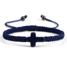 Pulsera de cruz de Jesús tejida a mano para hombres y mujeres, pulsera de la suerte trenzada de hilo rojo y negro, pulsera de pareja de moda, joyería de amistad