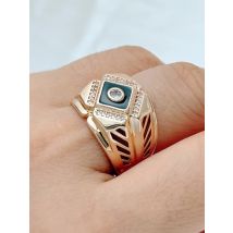 Kinel Hot Fashion 585 Rose Gold Color Square Men Ring Unique Black Enamel With Natural Zircon Accessories Daily Fine Jewelry