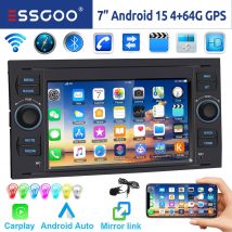 ESSGOO 7" DAB Android 15 4+64G dla Forda Focus MK2 Transit MK7 Connect Fiesta Fusion Kuga C-Max S-Max Galaxy Radio Samochodowe Wireless Apple Carplay Android Auto GPS WIFI RDS FM Bluetooth Radio