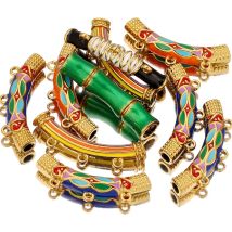 Stainless Steel Boho Curved Tube Connector Spacer Charm Beads Enamel Necklace Braceletr Craft for DIY Jewelry Making Materials