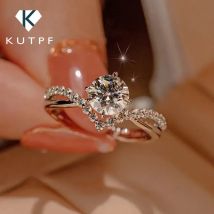 1 Carat 6.5mm Moissanite Diamond Bridal Rings Certified925 Sterling Silver Promise Engagement Ring Wedding Band for Women KUTPF