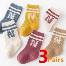 3 Paare/los Baby Brief Socken Stricken Weiche Baumwolle Socke Kinder Lange Knie Hohe Socken Infant Kleinkind Baby Jungen Mädchen Nette Streifen socken