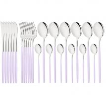 24/48 pezzi manico viola set di stoviglie in argento coltello forchetta cucchiaio set di posate stoviglie in acciaio inossidabile posate da cucina argenteria