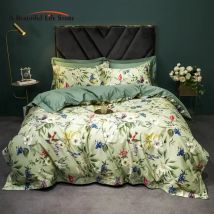1400TC Bettwäsche-Set aus ägyptischer Baumwolle mit Blumen vogel druck, weicher Bett bezug, Bettlaken, Kissen bezüge im amerikanischen Stil, Luxus 4 Stück