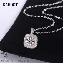 S925 Silber 1 Karat Moissan ite rosa quadratische Tasche Anhänger Halskette für Frauen leichte Luxus Mode Must-Have Valentinstag Geschenk