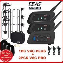 EJEAS V4C PLUS + 2 szt. V6C PRO 1200M pełny dupleks zestaw słuchawkowy Bluetooth konferencja piłkarska domofon 3 użytkownik sędzia domofon zestaw słuchawkowy