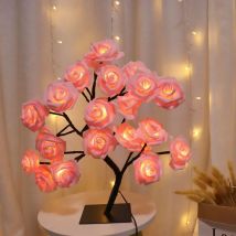 24 LED Rose Tree Lights USB Plug Table Lamp Fairy Flower Night Light For Home Party Christmas