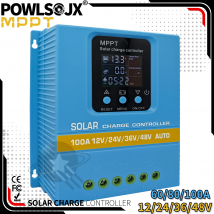 POWLSOJX MPPT Solar Charger 60A/80A/100A Selectable, Dual USB & 3-Stage Protection for Street Light/Home Power Systems